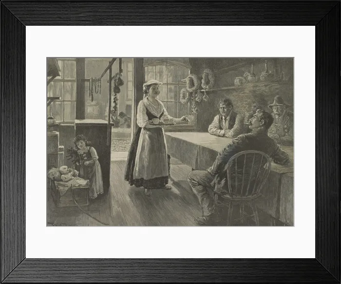 Framed Print : A Sicilian café in New York's Little Italy, in 1889