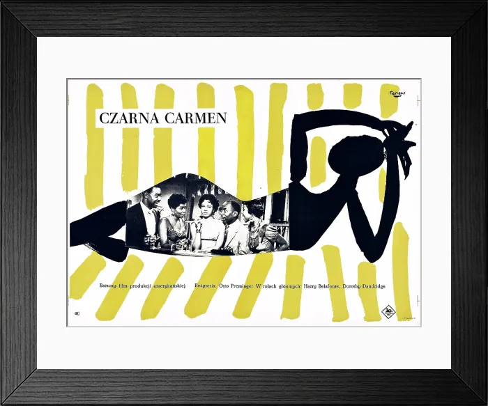 Framed Print : CARMEN JONES, (aka CZARNA CARMEN), Polish poster, from left: Roy Glenn, Pearl Bailey, Dorothy Dandridge, Nick Stewart, Diahann Carroll, 1954