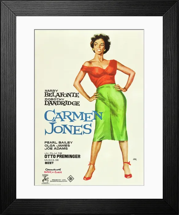 Framed Print : CARMEN JONES, Dorothy Dandridge on Spanish poster art, 1954, TM and Copyright 20th Century Fox Film Corp. All rights reserved. / courtesy Everett Collection Framed Print : CARMEN JONES, Dorothy Dandridge on Spanish poster art, 1954, TM and Copyright 20th Century Fox Film Corp. All rights reserved. / courtesy Everett Collection