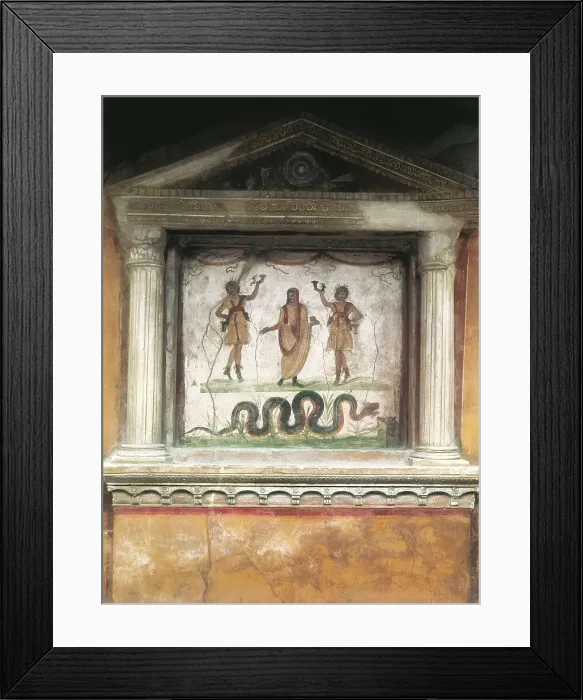 Framed Print : Household shrine. 1st c. BC. ITALY. Pompeii. House of the Vettii. Roman art. Republican period. Fresco. AISA / Everett Collection**US SALES ONLY**