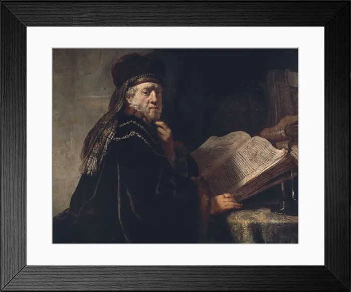 Framed Print : REMBRANDT, Harmenszoon van Rijn, called (1606-1669). Figure of Sage. 1634. Baroque art. Oil on canvas. CZECH Rep.. Prague. National Gallery in Prague Framed Print : REMBRANDT, Harmenszoon van Rijn, called (1606-1669). Figure of Sage. 1634. Baroque art. Oil on canvas. CZECH Rep.. Prague. National Gallery in Prague