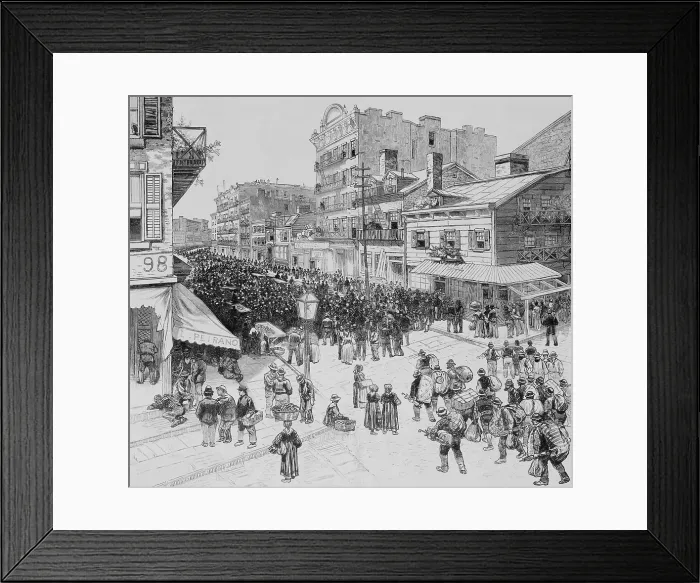 Framed Print : Contract laborers for the coal mines gather in NYC's Italian immigrant neighborhood, 1888