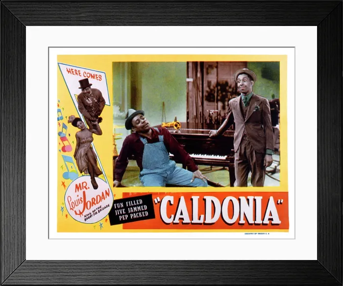Framed Print : CALDONIA, US lobbycard, Louis Jordan, (top left), Nicky O'Daniel, (bottom left), 1945
