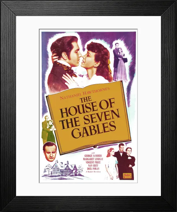 Framed Print : THE HOUSE OF THE SEVEN GABLES, US poster, top from left: Vincent Price, Margaret Lindsay, bottom left: Dick Foran, bottom right from left: Nan Grey, George Sanders, 1940