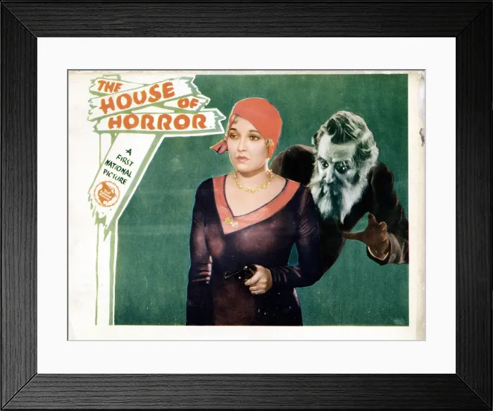 Framed Print : HOUSE OF HORROR, (aka THE HAUNTED HOUSE), lobbycard, from left, Thelma Todd, Emile Chautard, 1929