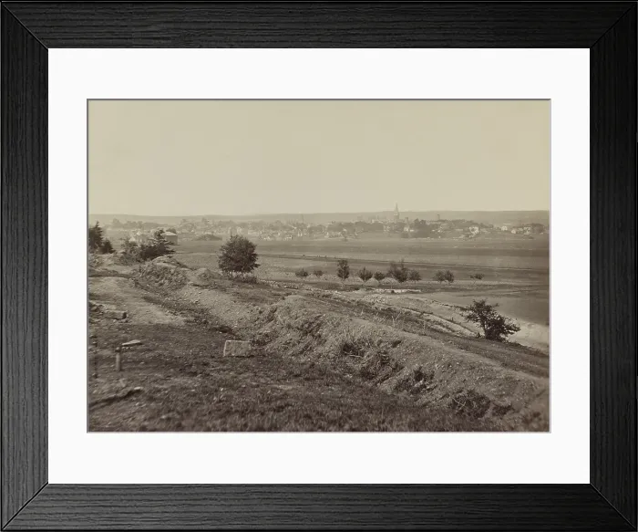 Framed Print : US Civil War, Battle of Fredericksburg, Dec. 13, 1862. View from southeast of Fredericksburg battleground with Confederate fortifications visible in foreground