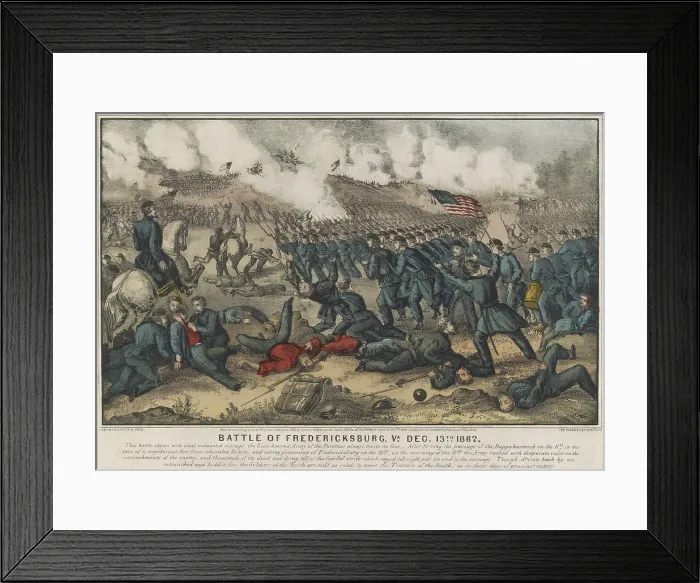 Framed Print : US Civil War, Battle of Fredericksburg, Dec. 13, 1862. Popular print by Currier & Ives adjusts it sentiments for a Northern audience
