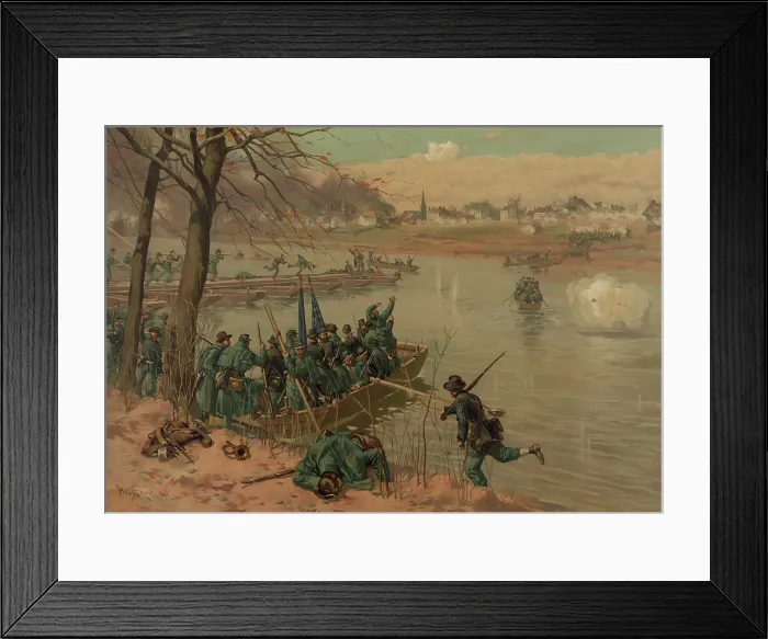 Framed Print : US Civil War, Battle of Fredericksburg, Dec. 13, 1862. Engineers laying the pontoons at Fredericksburg, Dec. 11, 1862 Framed Print : US Civil War, Battle of Fredericksburg, Dec. 13, 1862. Engineers laying the pontoons at Fredericksburg, Dec. 11, 1862