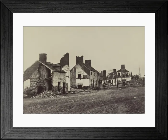 Framed Print : US Civil War, Battle of Fredericksburg, Dec. 1862. Street in Fredericksburg, Va. showing houses destroyed by Union bombardment in Dec. 11, 1862 Framed Print : US Civil War, Battle of Fredericksburg, Dec. 1862. Street in Fredericksburg, Va. showing houses destroyed by Union bombardment in Dec. 11, 1862