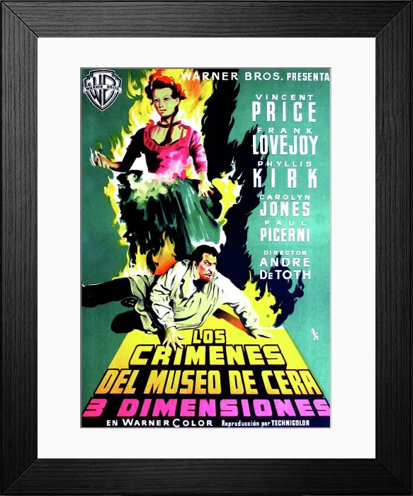 Framed Print : HOUSE OF WAX, Vincent Price featured on Spanish poster art, 1953 Framed Print : HOUSE OF WAX, Vincent Price featured on Spanish poster art, 1953
