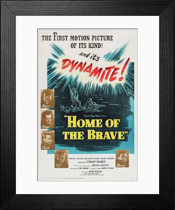 Framed Print : HOME OF THE BRAVE, US poster, from top: Douglas Dick, Frank Lovejoy, Lloyd Bridges, Steve Brodie, James Edwards, 1949