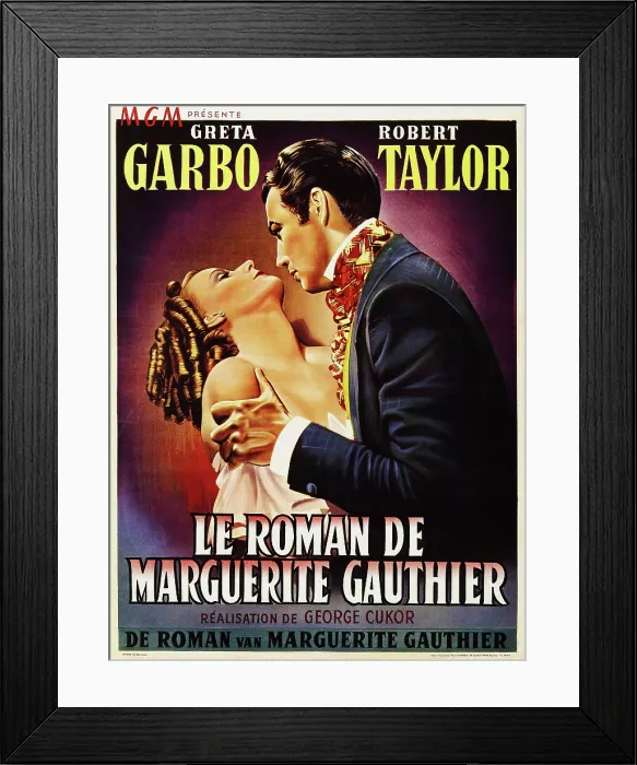 Framed Print : CAMILLE, (aka LE ROMAN DE MARGUERITE GAUTHIER), l-r: Greta Garbo, Robert Taylor on Belgian poster art, 1936 Framed Print : CAMILLE, (aka LE ROMAN DE MARGUERITE GAUTHIER), l-r: Greta Garbo, Robert Taylor on Belgian poster art, 1936