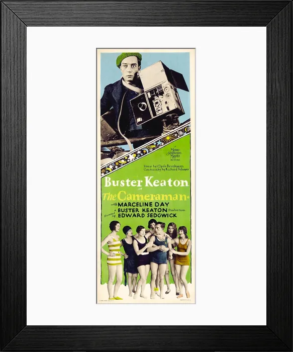 Framed Print : THE CAMERAMAN, top: Buster Keaton; bottom, third from right: Buster Keaton, 1928