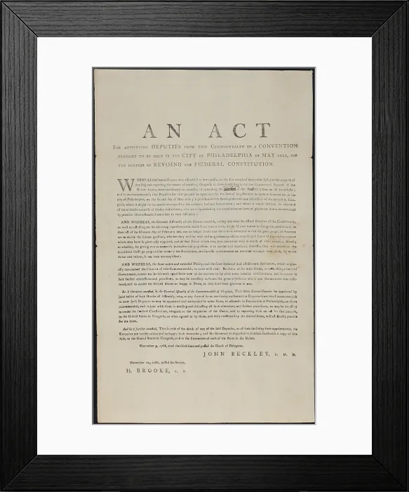 Framed Print : American Revolution. Act by Congress of Confederation, to establish a convention to change the Articles of Confederation, 1786 Framed Print : American Revolution. Act by Congress of Confederation, to establish a convention to change the Articles of Confederation, 1786