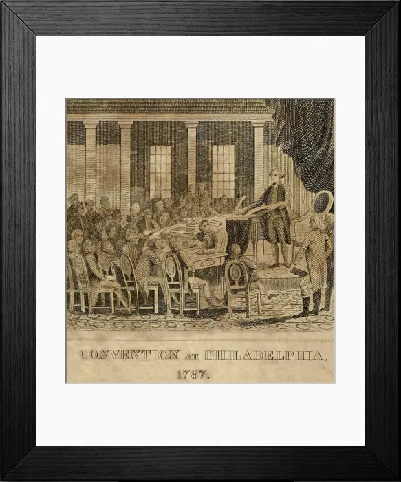 Framed Print : Constitution Convention, 1778. Early American depiction George Washington presiding at the Philadelphia Convention Framed Print : Constitution Convention, 1778. Early American depiction George Washington presiding at the Philadelphia Convention