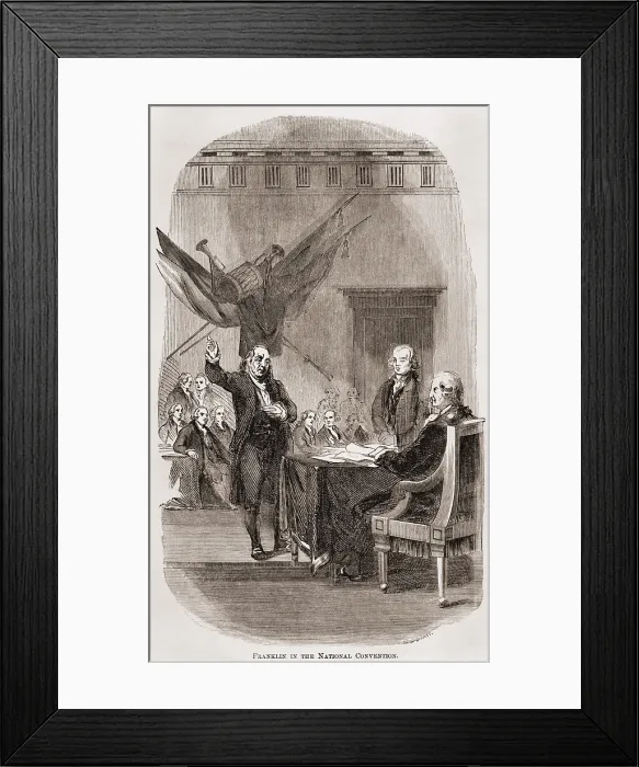 Framed Print : Federal Constitution Convention, 1778. 81-year-old Benjamin Franklin was the conventions oldest delegate