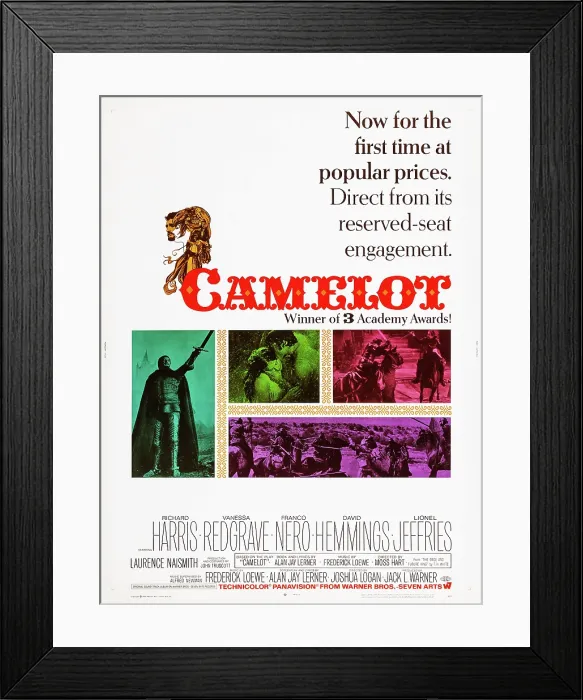 Framed Print : CAMELOT, l-r: Richard Harris, Vanessa Redgrave on poster art, 1967 Framed Print : CAMELOT, l-r: Richard Harris, Vanessa Redgrave on poster art, 1967
