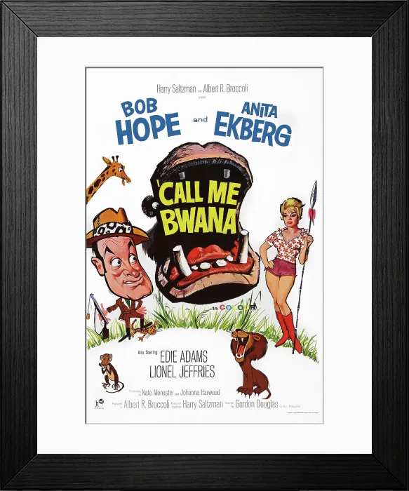 Framed Print : CALL ME BWANA, British poster art, from left: Bob Hope, Anita Ekberg, 1963