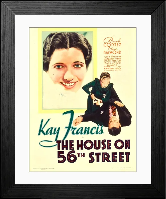 Framed Print : THE HOUSE ON 56TH STREET, left: Kay Francis, right: Kay Francis, on midget window card, 1933