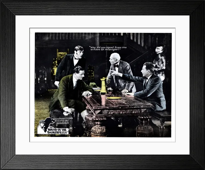 Framed Print : THE HOUND OF THE BASKERVILLES, from left, Rex McDougall, Fred Raynham, Hubert Willis, Eille Norwood (aka Ellie Norwood), 1921