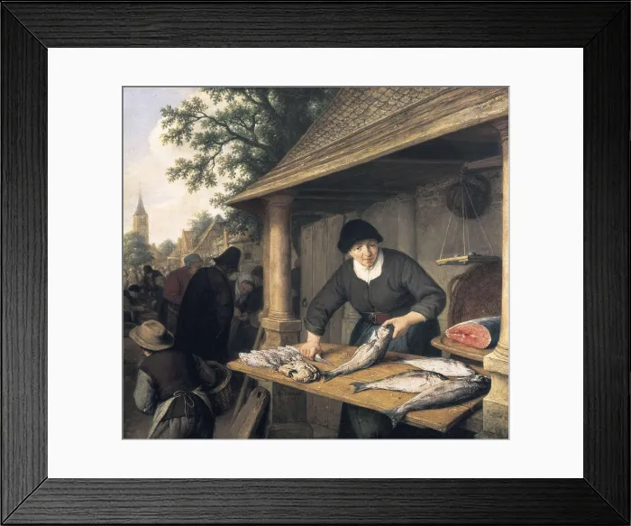 Framed Print : OSTADE, Adriaen van (1610-1684). A woman selling fish. ca. 1672. Dutch school. Baroque art. Oil on canvas. NETHERLANDS. Amsterdam. Rijksmuseum Framed Print : OSTADE, Adriaen van (1610-1684). A woman selling fish. ca. 1672. Dutch school. Baroque art. Oil on canvas. NETHERLANDS. Amsterdam. Rijksmuseum