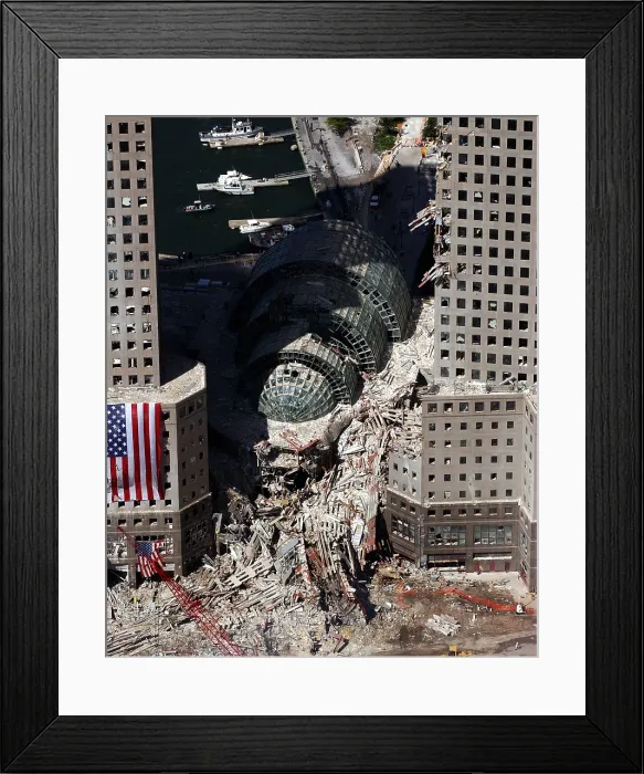 Framed Print : East side of the World Financial Center on the Hudson River, Sept. 17, 2001