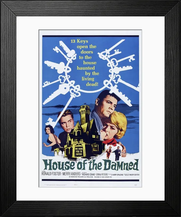 Framed Print : HOUSE OF THE DAMNED, US poster art, from left: Erika Peters, Richard Crane, Ron Foster, Merry Anders 1963, TM and Copyright 20th Century Fox Film Corp Framed Print : HOUSE OF THE DAMNED, US poster art, from left: Erika Peters, Richard Crane, Ron Foster, Merry Anders 1963, TM and Copyright 20th Century Fox Film Corp