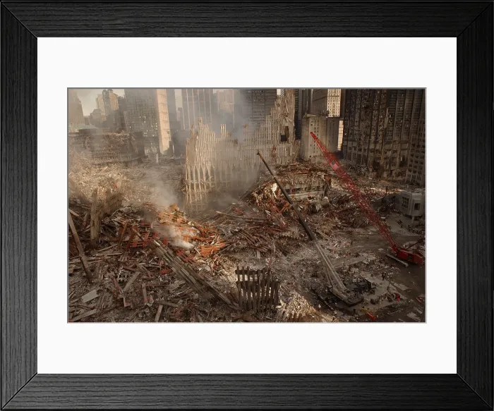 Framed Print : Wide view of recovery operations at the World Trade Center, New York City, Sept 17, 2001