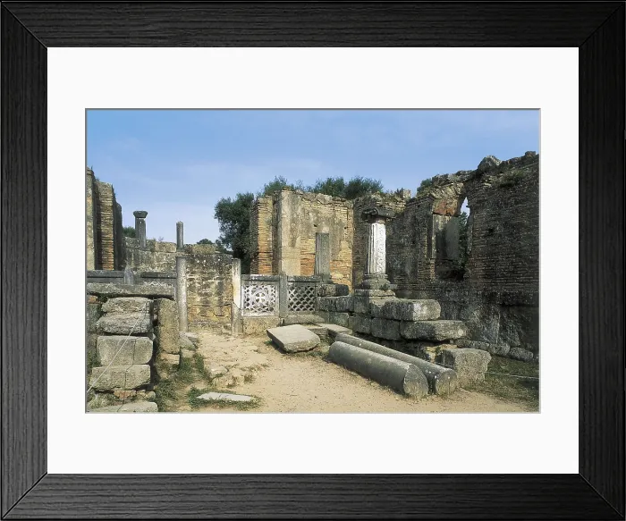 Framed Print : GREECE. WESTERN GREECE. ELIS. Olympia. Palestra or gymnasium (3rd c. BC). Remains of columns. Hellenistic art. AISA / Everett Collection**US SALES ONLY**