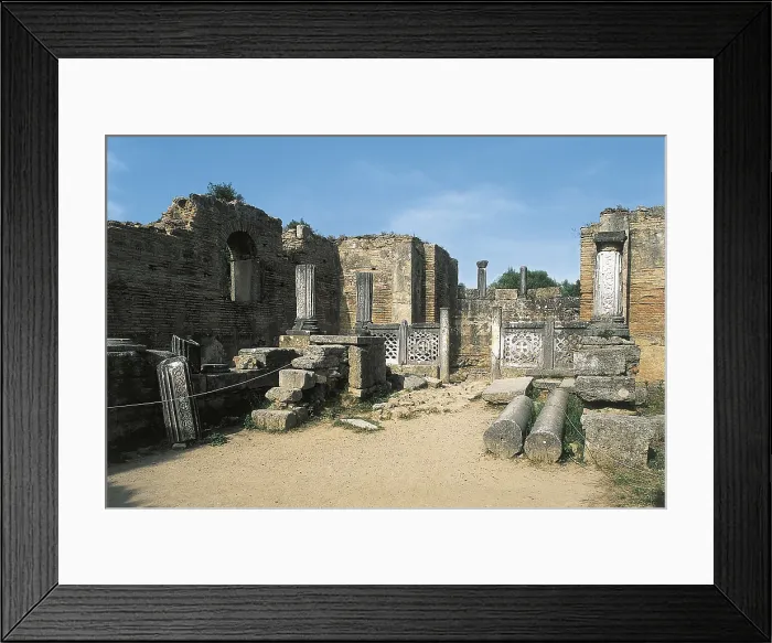 Framed Print : GREECE. WESTERN GREECE. ELIS. Olympia. Palestra or gymnasium (3rd c. BC). Remains of columns. Hellenistic art. AISA / Everett Collection**US SALES ONLY**