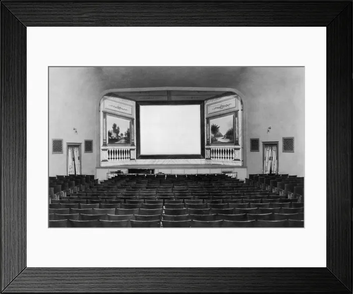 Framed Print : Screen and stage of a 1921 movie theater in the town of Canton, NY, near the Canadian border