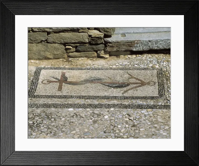 Framed Print : GREECE. SOUTHERN AEGEAN. CYCLADES. Delos. House of the Trident. Mosaic of the impluvium depicting a dolphin and an anchor. Mosaic. AISA / Everett Collection**US SALES ONLY** Framed Print : GREECE. SOUTHERN AEGEAN. CYCLADES. Delos. House of the Trident. Mosaic of the impluvium depicting a dolphin and an anchor. Mosaic. AISA / Everett Collection**US SALES ONLY**