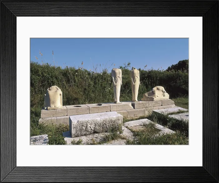 Framed Print : Temple of Hera or Heraion. 538 BC. GREECE. NORTHERN AEGEAN. Samos. Heraion (Temple of Hera). Sculptures that flanked the streets of the sanctuary. Archaic Greek art Framed Print : Temple of Hera or Heraion. 538 BC. GREECE. NORTHERN AEGEAN. Samos. Heraion (Temple of Hera). Sculptures that flanked the streets of the sanctuary. Archaic Greek art