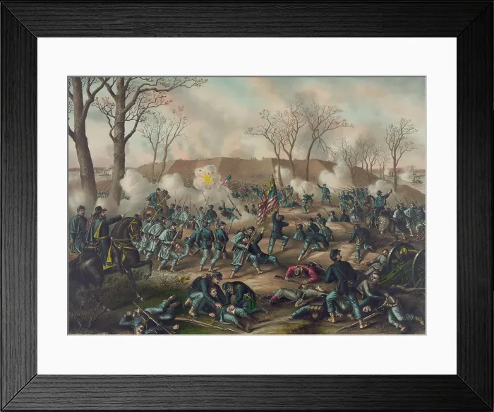 Framed Print : US Civil War, Battle of Fort Donelson, Tennessee, Feb. 14-16, 1862. A imaginative scene of Union troops at the climax of the battle on Feb Framed Print : US Civil War, Battle of Fort Donelson, Tennessee, Feb. 14-16, 1862. A imaginative scene of Union troops at the climax of the battle on Feb