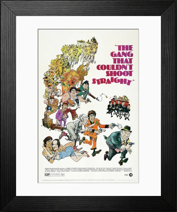 Framed Print : THE GANG THAT COULDN'T SHOOT STRAIGHT, US poster, bottom from left: Robert De Niro, Leigh Taylor-Young, Jo Van Fleet, Jerry Orbach, Lionel Stander, 1971