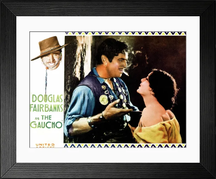 Framed Print : THE GAUCHO, upper left: Douglas Fairbanks; center: Douglas Fairbanks, Lupe Velez, lobbycard, 1927 Framed Print : THE GAUCHO, upper left: Douglas Fairbanks; center: Douglas Fairbanks, Lupe Velez, lobbycard, 1927