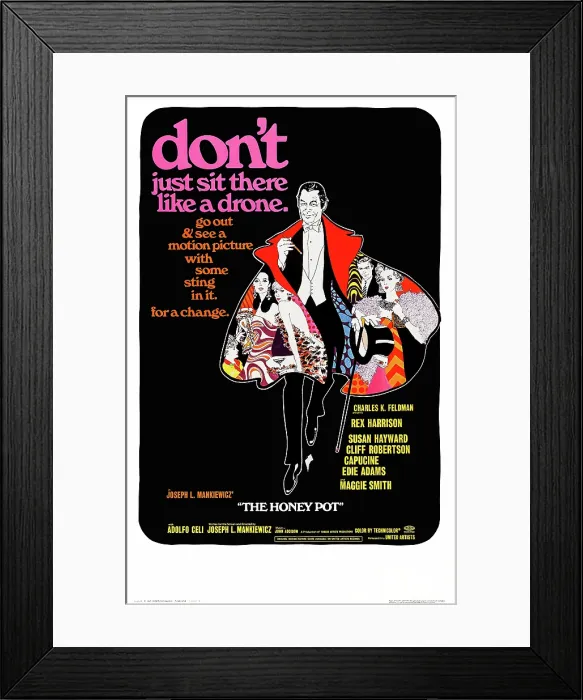 Framed Print : THE HONEY POT, US poster art, center: Rex Harrison, 1967 Framed Print : THE HONEY POT, US poster art, center: Rex Harrison, 1967