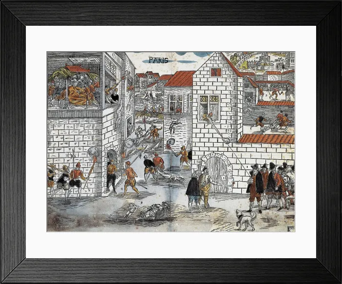 Framed Print : Saint Bartholomew's Day massacre (1572). German school. Xylography. FRANCE. Paris
