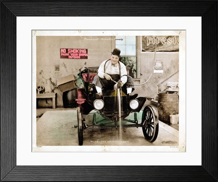 Framed Print : THE GARAGE, lobbycard, Roscoe Fatty Arbuckle, 1920