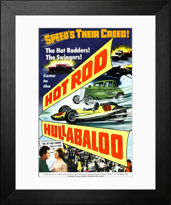 Framed Print : HOT ROD HULLABALOO, bottom left, from left to right: John Arnold, Kendra Kerr; Marsha Mason's film debut (not pictured), 1966