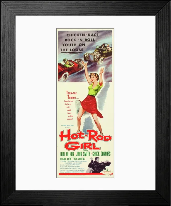 Framed Print : HOT ROD GIRL, Lori Nelson on insert poster art, 1956