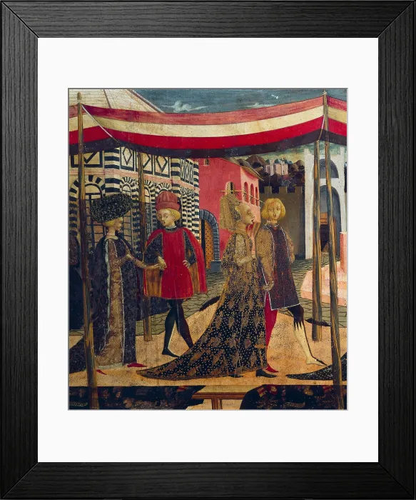 Framed Print : Nuptial procession in Piazza del Duomo of Florence. Decoration of the frontal of a chest by Master of Adimari Chest (1450). Renaissance art. Quattrocento. Florentine school Framed Print : Nuptial procession in Piazza del Duomo of Florence. Decoration of the frontal of a chest by Master of Adimari Chest (1450). Renaissance art. Quattrocento. Florentine school