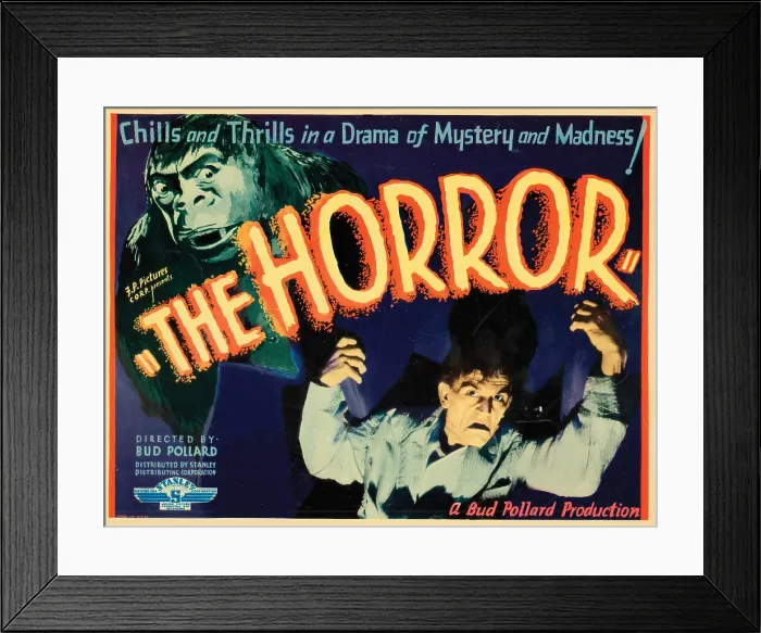 Framed Print : THE HORROR, lobbycard, Leslie King (bottom), 1932