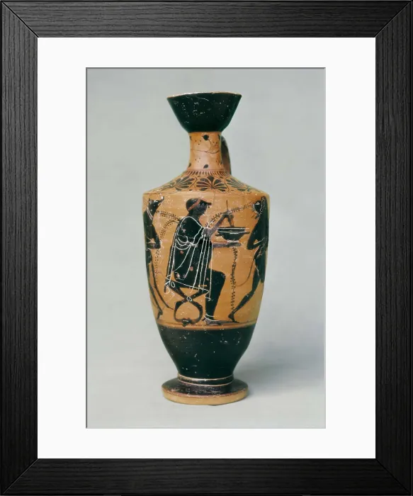Framed Print : The Witch Circe. 5th-4th c. BC. Black figure vase. Classical Greek art. Ceramics. ITALY. Taranto. Taranto Archaelogical National Museum. AISA / Everett Collection**US SALES ONLY**