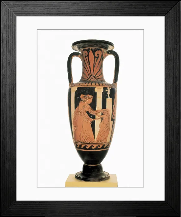Framed Print : Red-figure amphora with neck. ca. 330 BC. Red-figure representation. Greek art. Ceramics. FRANCE. Paris. Louvre Museum. Proc: ITALY. CAMPANIA Framed Print : Red-figure amphora with neck. ca. 330 BC. Red-figure representation. Greek art. Ceramics. FRANCE. Paris. Louvre Museum. Proc: ITALY. CAMPANIA