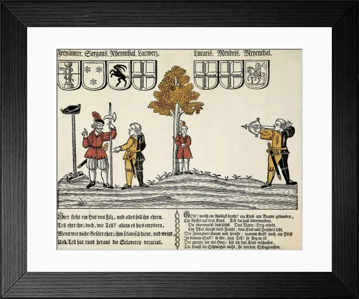 Framed Print : Tell, William (14th century). Illustration of the popular legend of William Tell. Engraving. SWITZERLAND. Zurich. Zurich Central Library. AISA / Everett Collection**US SALES ONLY**