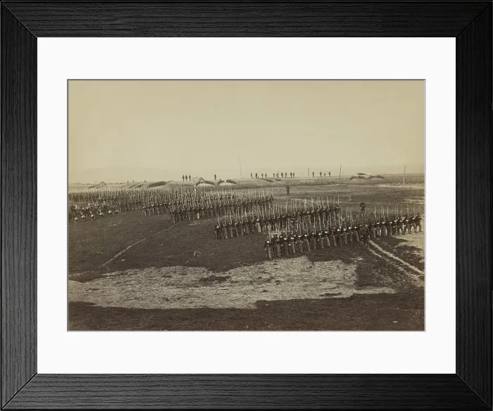 Framed Print : US Civil War, 1861-65. 36th Pennsylvania Infantry drills with a military band, and officers on horseback. In the background are artillery positions in a fort (BSLOC_2018_8_159)