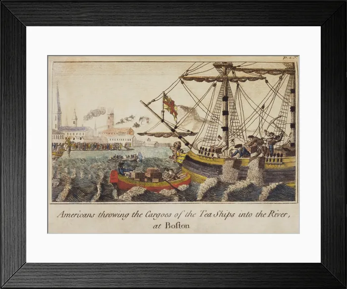 Framed Print : The Boston Tea Party, Dec. 16, 1773. The Sons of Liberty, costumed as Mohawk Indians, throwing three cargoes of the Tea ships into Boston harbor, on December 16, 1773 Framed Print : The Boston Tea Party, Dec. 16, 1773. The Sons of Liberty, costumed as Mohawk Indians, throwing three cargoes of the Tea ships into Boston harbor, on December 16, 1773