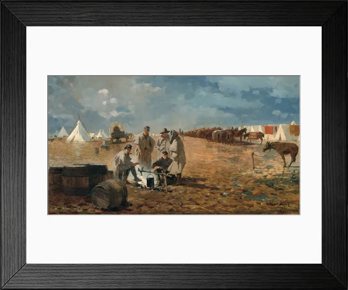 Framed Print : RAINY DAY IN CAMP, by Winslow Homer, American painting, oil on canvas, 1871