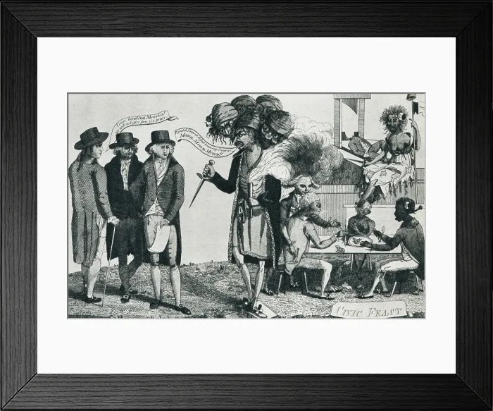 Framed Print : Cartoon of 1799 shows the Hydra-headed French government demands money from American commissioners to France Framed Print : Cartoon of 1799 shows the Hydra-headed French government demands money from American commissioners to France